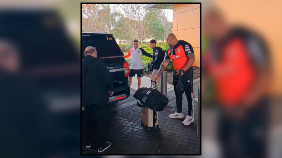 Echeverri deja el hotel donde River hace la pretemporada en Orlando para sumarse a la Seleccin Preolmpica Foto Captura video X javigilnavarro 