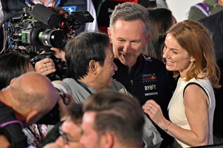 Juntos. Horner y su esposa Geri Halliwell. Foto ANDREJ ISAKOVIC / AFP