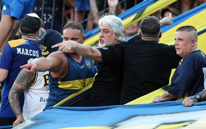 Rafael di Zeo y Mauro Martin, los líderes de La Doce que estarán en Córdoba. Foto: ALEJANDRO PAGNI / AFP.