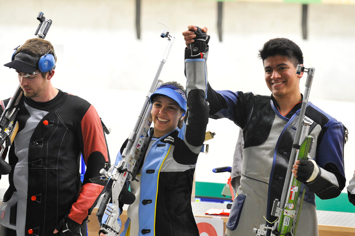 Julián Gutiérrez junto a Fernanda Russo en Lima 2019. 
Foto Maxi Failla 