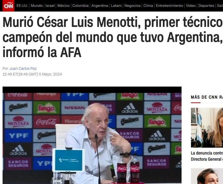 CNN comunicó la muerte de César Luis Menotti