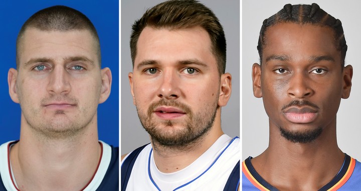 Nikola Jokic, Luka Doncic y Shai Gilgeous-Alexander. Foto: AP / File