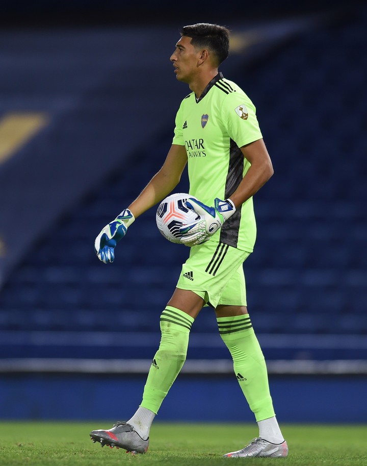 Esteban Andrada, en Boca en 2019, estuvo 1128 minutos sin recibir goles. Foto: EFE/Marcelo Endelli POOL