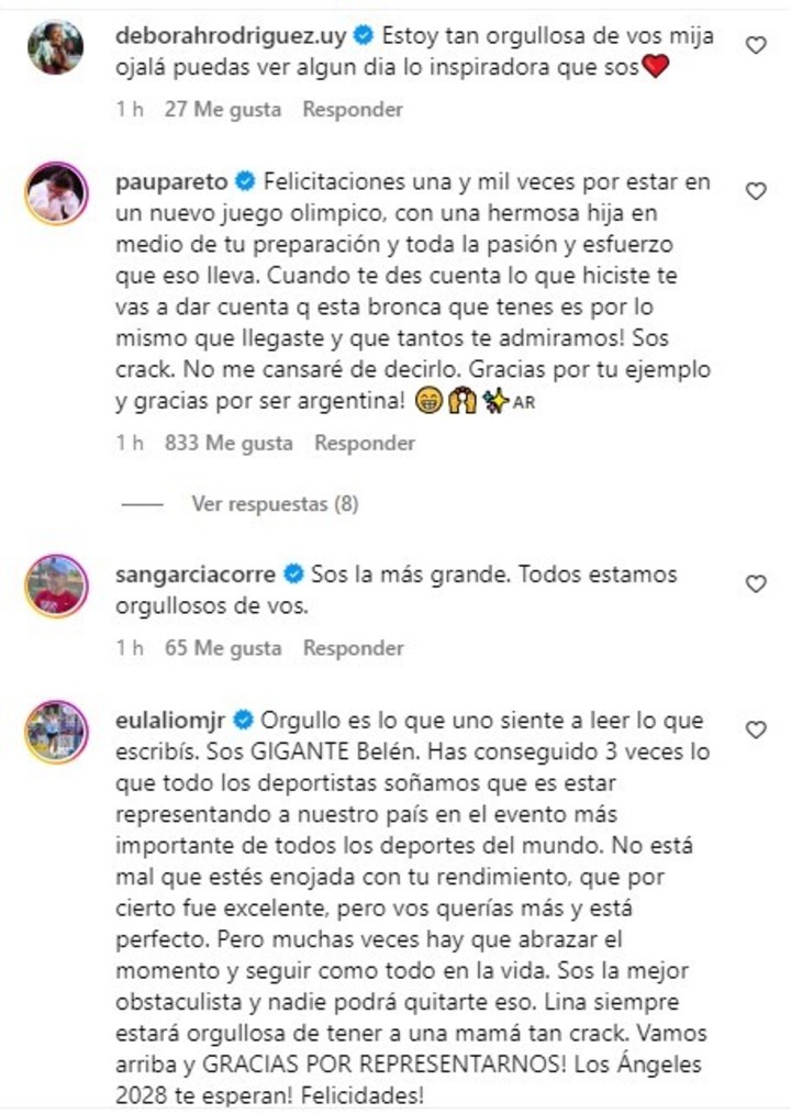 Los comentarios de los deportistas argentinos.