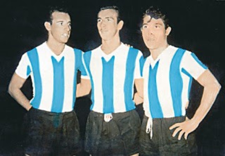 Maschio Angelillo y Sivori, los Carasucias del Sudamericano de 1957, ganado por la Selección Argentina. Foto de archivo