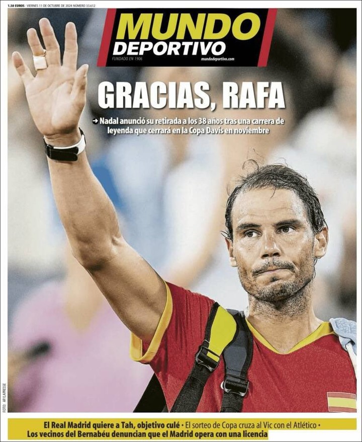 Rafael Nadal se retira del tenis.