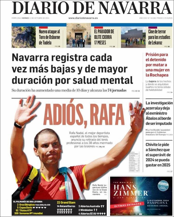 Rafael Nadal se retira del tenis.