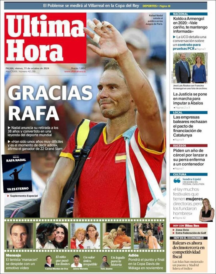 Rafael Nadal se retira del tenis.