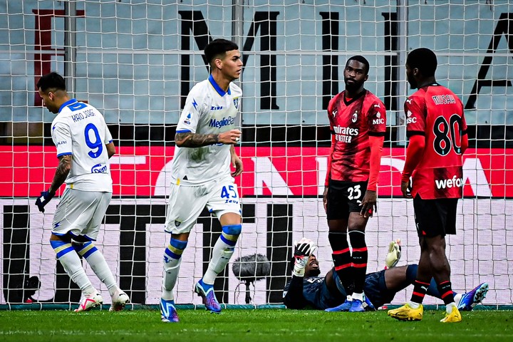 Enzo Barrenechea jugó 37 partidos con Frosinone la temporada 2023/24. Foto: Piero Cruciatti / AFP.