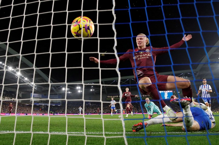 Erling Haaland y un gol que no sirvió. Foto:  Reuters / Paul Childs.