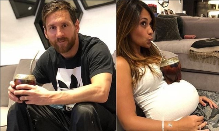 Lionel Messi y Antonella Roccuzzo, su pareja tomando mate.