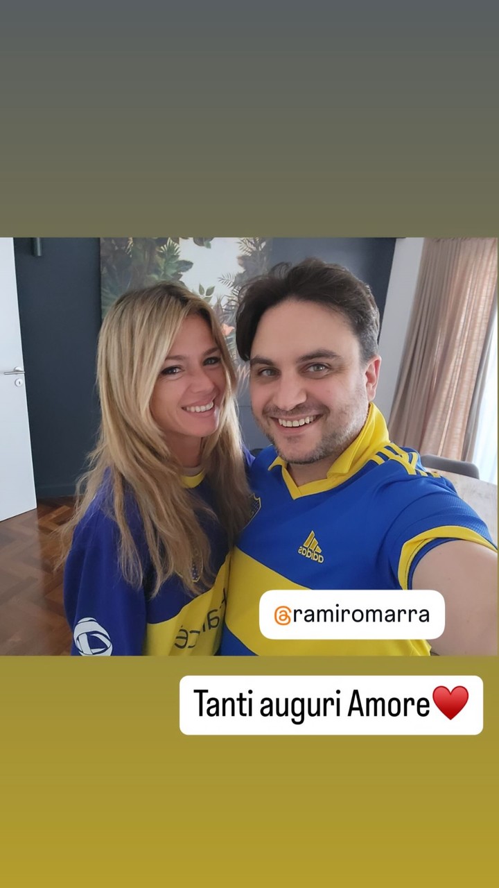 La ex tenista Camila Giorgi y Ramiro Marra, con la camiseta de Boca, y el romántico mensaje.