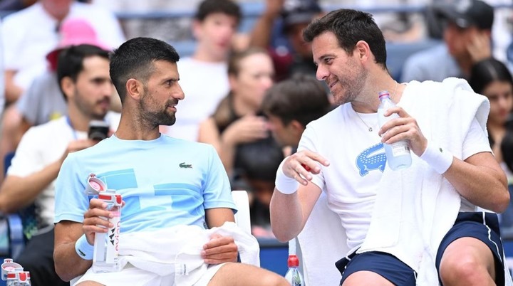 Djokovic y Del Potro compartieron un entrenamiento en la previa del US Open hace algunos meses. Foto @usopen