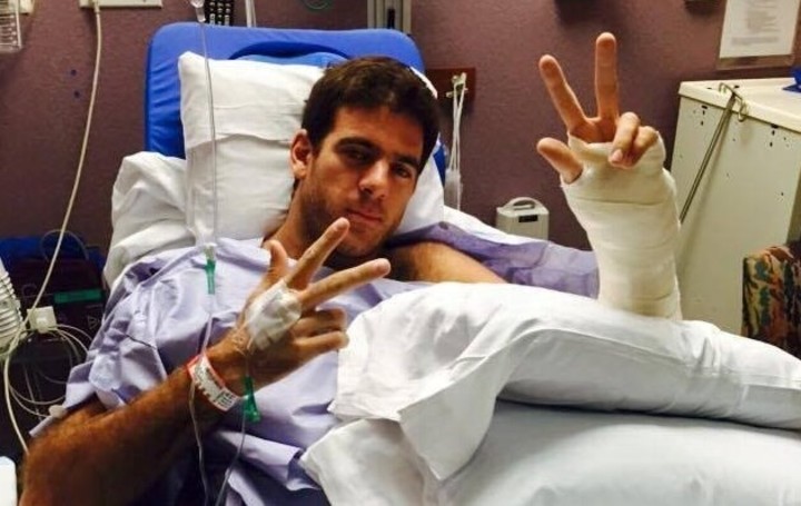 Del Potro, tras su tercera intervención en la muñeca izquierda.