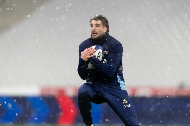 El captain's run del Stade de France bajo una leve nevada.