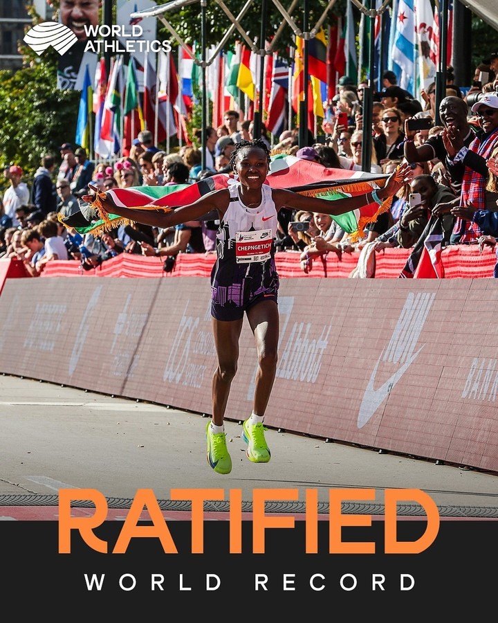 La World Athletics ratificó el tiempo de Ruth Chepngetich como récord mundial.