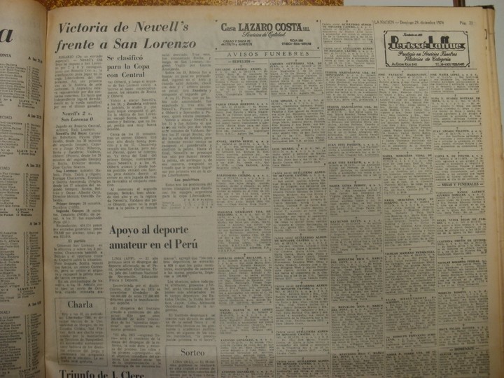 El 28 de diciembre, Newell's derrotó 2-0 a San Lorenzo. buenos aires  triangular por cupo copa libertadores 1974 futbol futbolistas partidos triangular