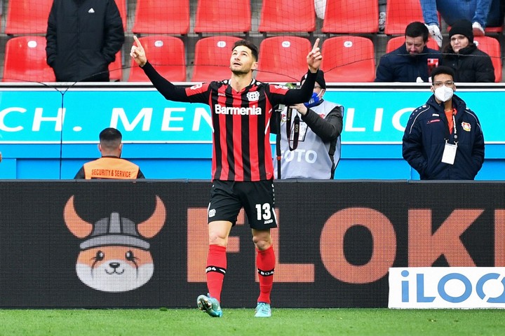 Lucas Alario jugó cinco temporadas en Bayer Leverkusen. Foto: Uwe Kraft / AFP.