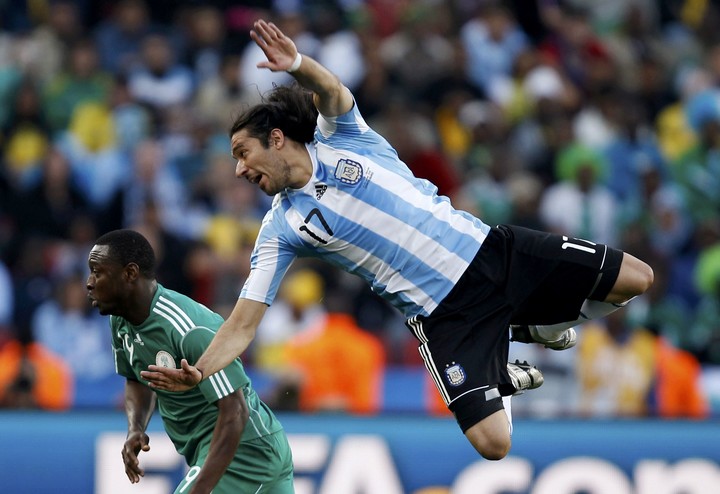 Jonás Gutiérrez representó al seleccionado argentino en el Mundial Sudáfrica 2010. Foto: Jerry Lampen / Reuters.