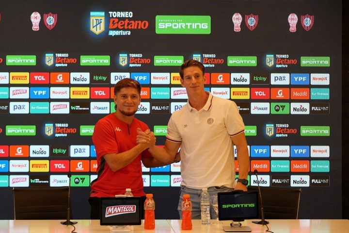 Gil y Vombergar compartieron la conferencia previa al clásico entre Huracán y San Lorenzo. Foto: Liga Profesional