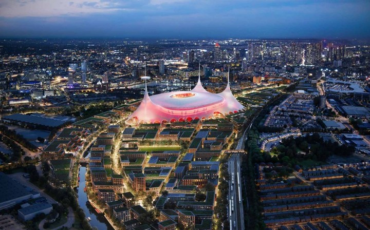 Manchester United planea construir un nuevo estadio que reemplace a Old Trafford. Imagen: Estudio Foster + Partners.