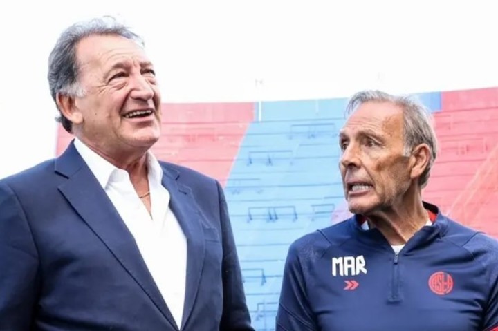 Julio Lopardo, actual mandamás de San Lorenzo, y Miguel Russo, DT del equipo.