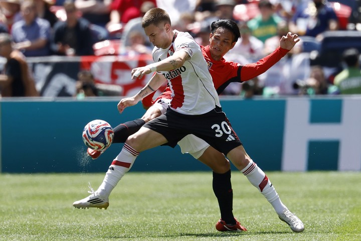 Mastantuono no mostró su mejor versión en el debur con triunfo de River ante Urawa Red Diamonds por el Mundial de Clubes. Foto: EFE/EPA/JOHN G. MABANGLO