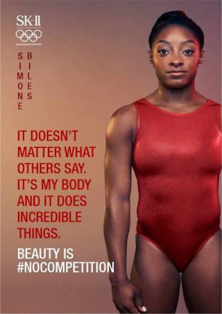 "No importa lo que otros digan. Es mi cuerpo y hace cosas increíbles", decía la campaña de concientización que protagonizó Biles y que muchos recordaron tras su tweet contra Gaines. Foto Twitter