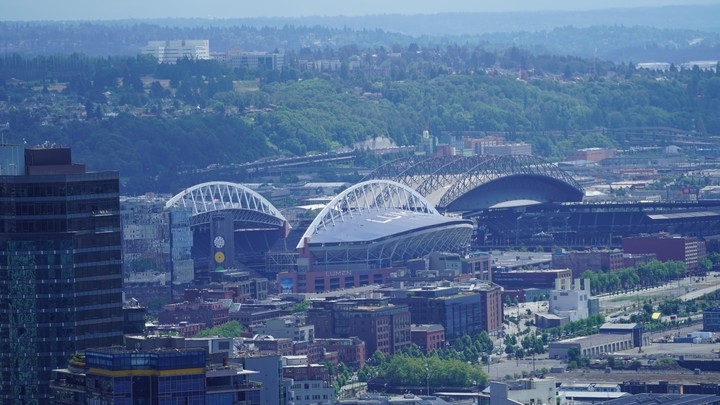 Vista desde la cima del Space Needle del estadio Lumen Field, donde River jugará los partidos ante el Urawa Red Diamonds y el Inter de Italia. Foto: Marcelo Ferreiro.